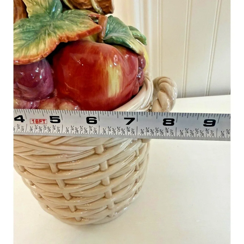 Fitz‎ And Floyd Country Gourmet Biscuit Jar Fruit Basket Cookie Lidded With Box